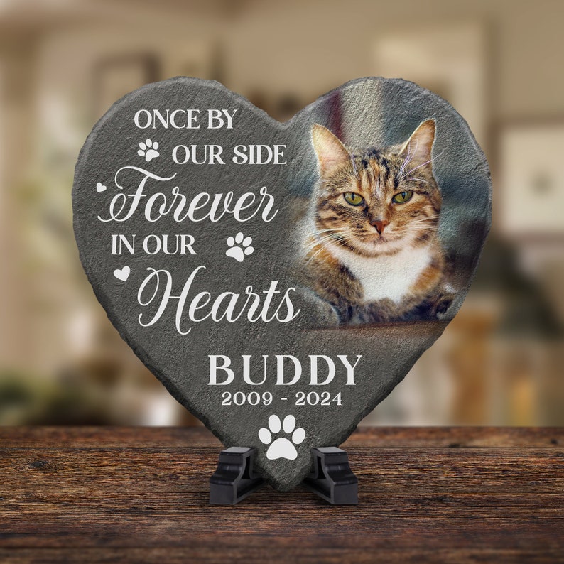 Custom Dog/Cat Memorial Stone, Pet Memorial Stone Plaque, Custom Pet Keepsake, Mark pet's grave, Once By Our Side Forever In Our Hearts
