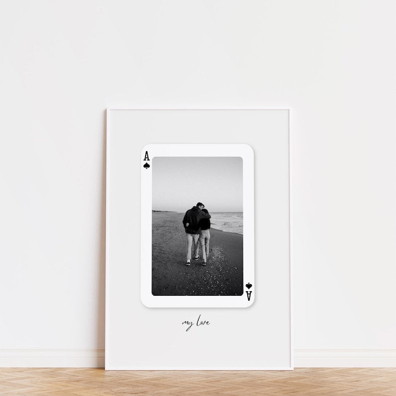 Custom Playing Card Print Trendy Canvas Best Friend Valentine's Gift For Her Custom Photo Print Gift, Unique Couple Gift For Him or Her