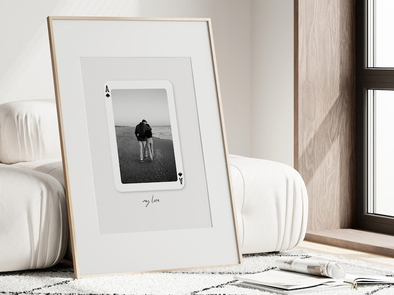 Custom Playing Card Print Trendy Canvas Best Friend Valentine's Gift For Her Custom Photo Print Gift, Unique Couple Gift For Him or Her