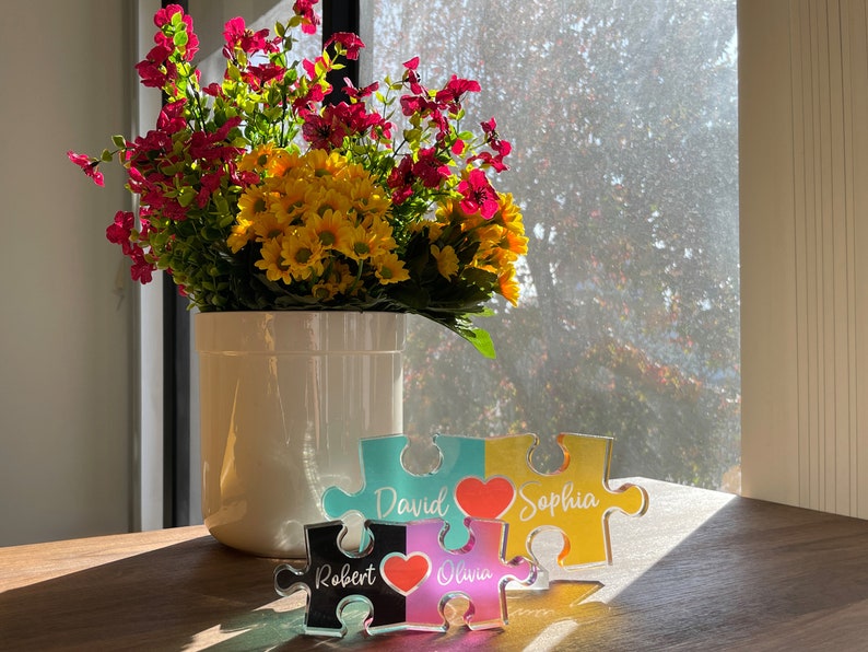 Couple Home Decor, Puzzle Name Sign for Couples, Romantic Gift for Him Her, Personalized Love Keepsake, Puzzle Love Heart