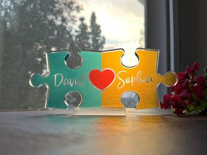 Couple Home Decor, Puzzle Name Sign for Couples, Romantic Gift for Him Her, Personalized Love Keepsake, Puzzle Love Heart