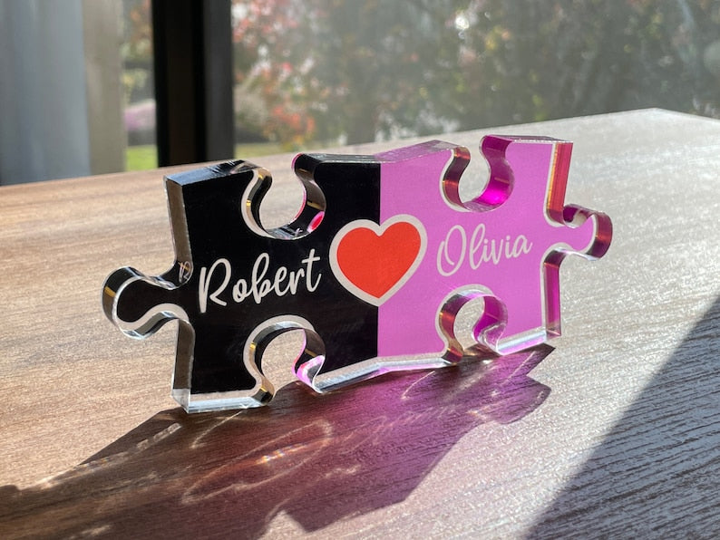 Puzzle Name Sign for Couples Christmas, Romantic Gift for Him Her, Personalized Love Keepsake, Couple Home Decor, Custom Gifts for Couples