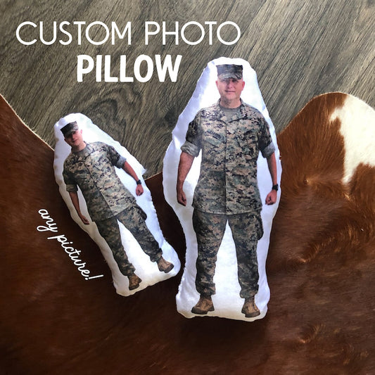 My Hero Stuffed Doll Deployment, Army, Navy, Military, Photo Pillow, Face pillow, Comfort, Look-a-Like, Memory, Marine, Daddy, Mommy