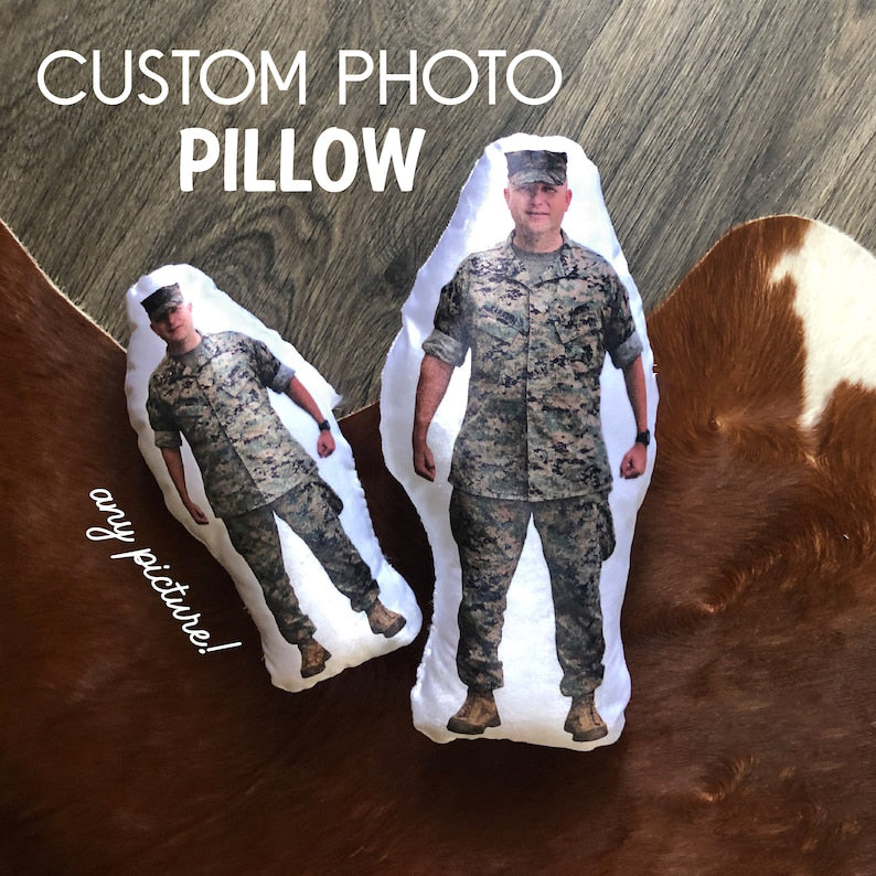 My Hero Stuffed Doll Deployment, Army, Navy, Military, Photo Pillow, Face pillow, Comfort, Look-a-Like, Memory, Marine, Daddy, Mommy