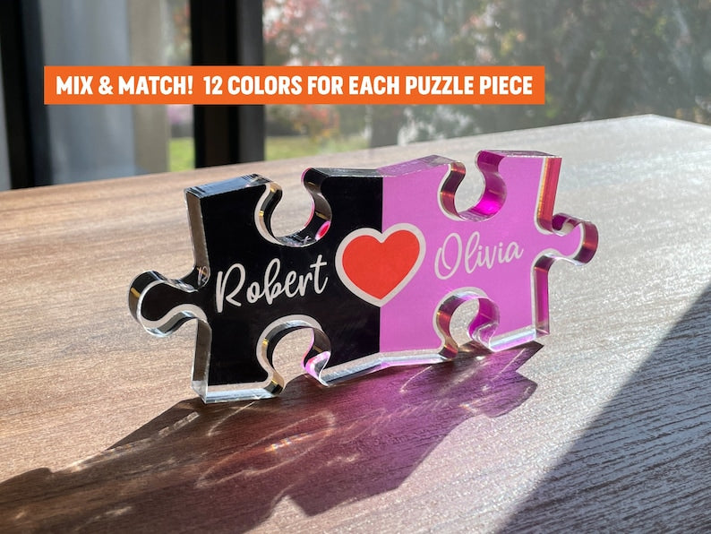 Puzzle Name Sign for Couples Christmas, Romantic Gift for Him Her, Personalized Love Keepsake, Couple Home Decor, Custom Gifts for Couples