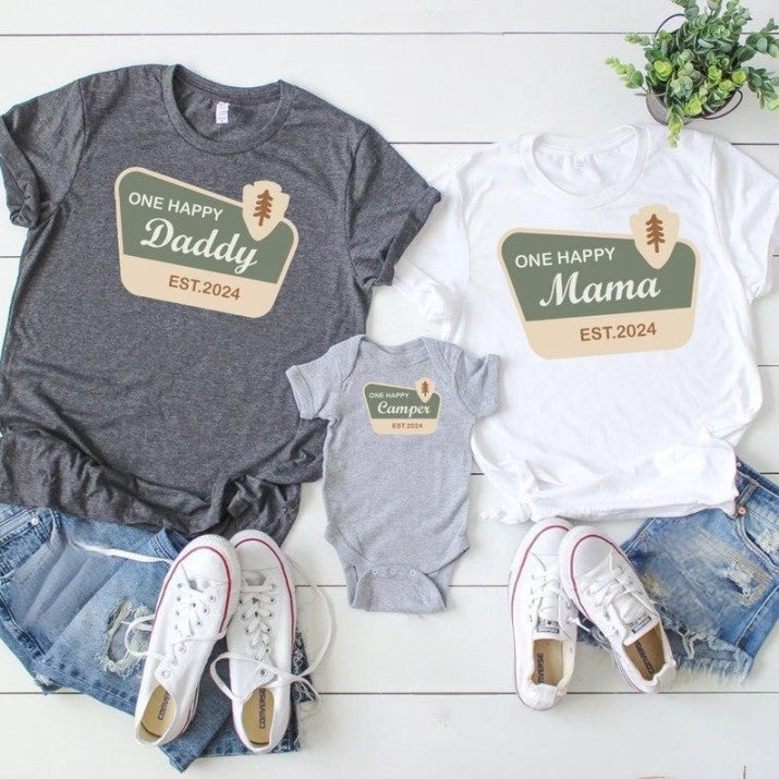 One Happy Camper T-Shirt, Camping 1st Birthday Outfit, One Happy Camper Matching Family Tees, First Birthday Shirt, Camp Mommy And Me Shirts