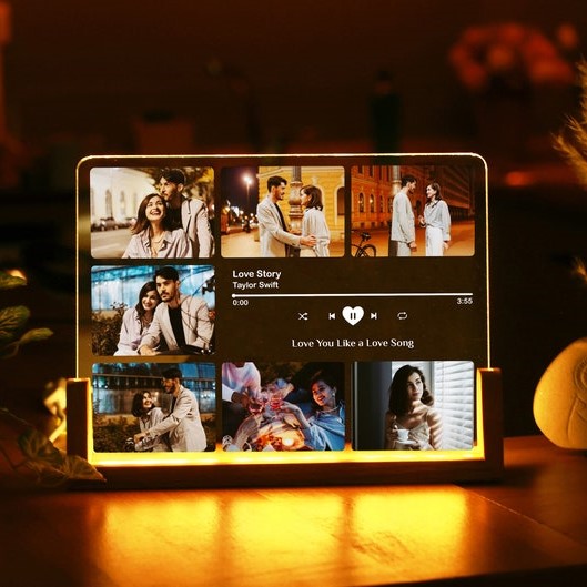 Personalized Song Night Light-Couple Gifts with Photo-Music Plaque-Best Gift for Her-Valentines Day Gift-Gift for Boyfriend-Girlfriend Gifts