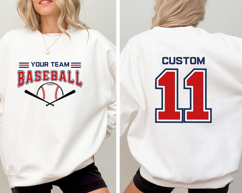 Custom Baseball Sweatshirt, Personalized Baseball Shirt, Baseball Team Name Sweater, Baseball Crewneck, Game Day Hoodie, Baseball Mom Shirt