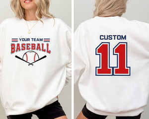 Custom Baseball Sweatshirt, Personalized Baseball Shirt, Baseball Team Name Sweater, Baseball Crewneck, Game Day Hoodie, Baseball Mom Shirt