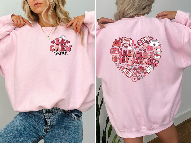 Heart Emergency Department Shirt, Custom ER Crew Sweatshirt, ER Valentine Shirt, Gift For Nurse, Emergency Room, Emergency Department Gift