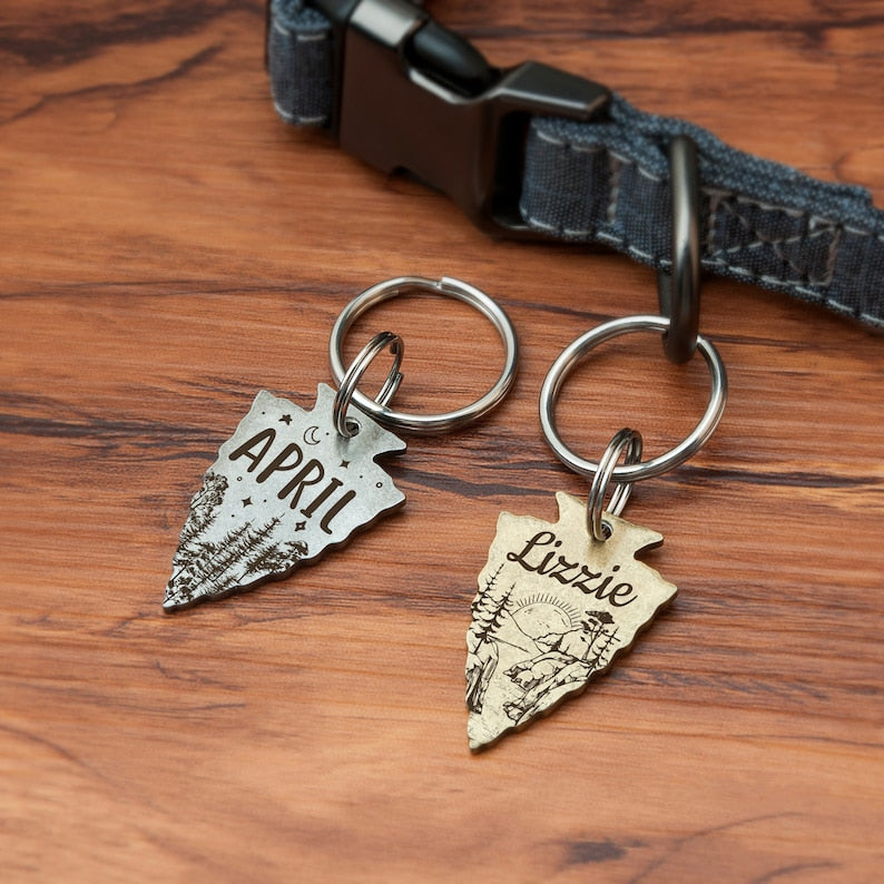 Dog Tag - Arrowhead Dog ID Tag - Dog Tag for Dogs Personalized - Dog Name Tag - Pet ID Tag - Unique Dog Tag - Engraved Dog Tag - Dog Gifts