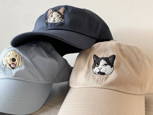 Custom Embroidered Cat Hat, Personalized Baseball Cap Using Your Cat Photo