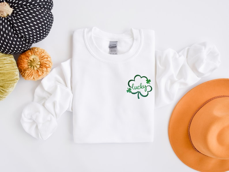 Embroidered St Patricks Day Sweatshirt, Embroidered Lucky Sweatshirt, Embroidered Clover Shirt, Lucky Shirt, Embroidered St Patricks Day Tee