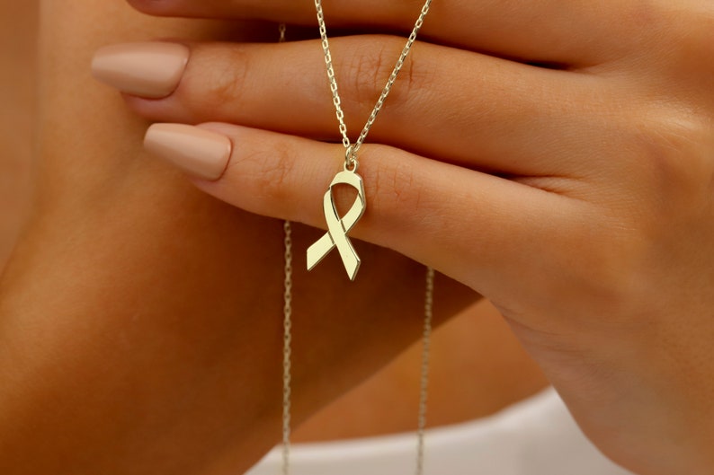 Sterling Silver Breast Cancer Ribbon Necklace: Awareness Jewelry