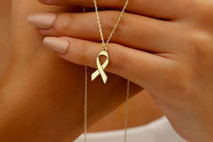 Sterling Silver Breast Cancer Ribbon Necklace: Awareness Jewelry