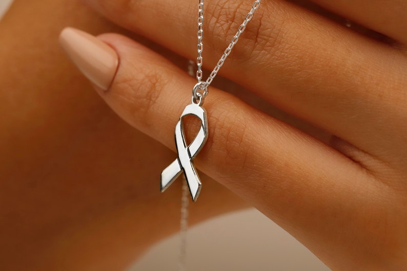 Sterling Silver Breast Cancer Ribbon Necklace: Awareness Jewelry