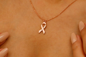 Sterling Silver Breast Cancer Ribbon Necklace: Awareness Jewelry
