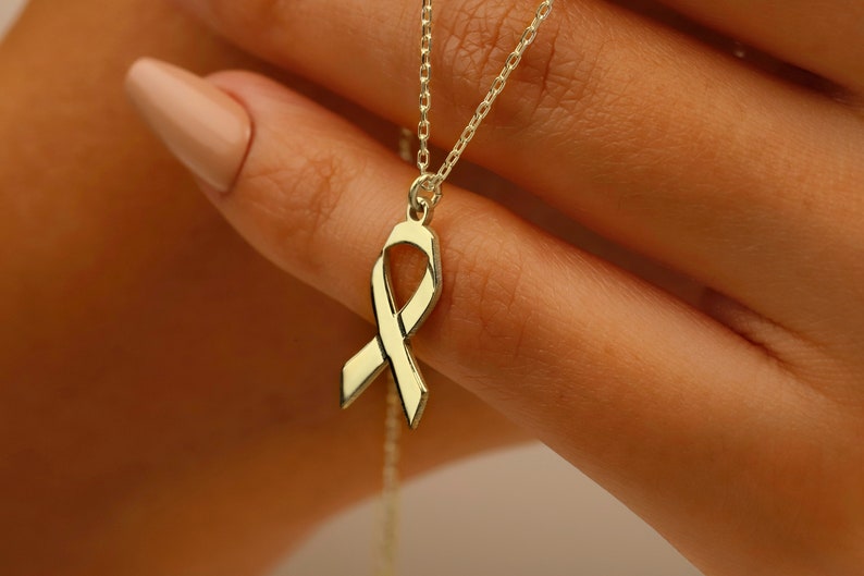 Sterling Silver Breast Cancer Ribbon Necklace: Awareness Jewelry