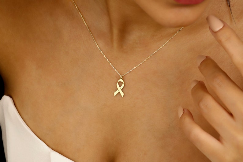 Sterling Silver Breast Cancer Ribbon Necklace: Awareness Jewelry