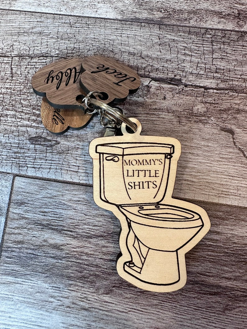 Personalized Joke Fathers Gift Funny Daddy's Little Shits Gift Keychain Poop Charm from Kids Gift for Dad Gift for Mom