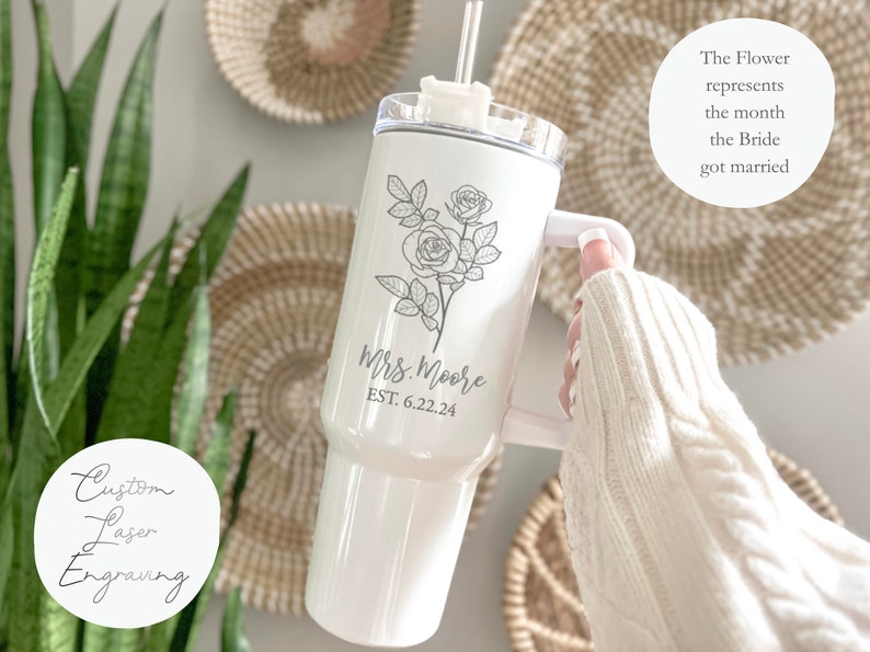 Custom Unique Gift for Bride - Mrs Engagement Gift, Engaged 40 oz Tumbler, Bridal Shower Gift, Personalized Wedding Gift for Bride to Be