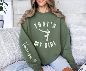 Custom That's My Girl Gymnastics Mom Sweatshirt, Personalized Gift for Mom Dad, Gymnastics Mom Hoodie, Gymnastics Mom Shirt, Gymnastics Gift