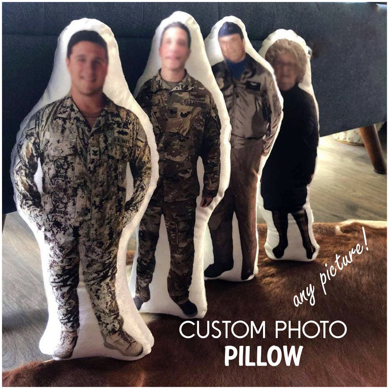 My Hero Stuffed Doll Deployment, Army, Navy, Military, Photo Pillow, Face pillow, Comfort, Look-a-Like, Memory, Marine, Daddy, Mommy