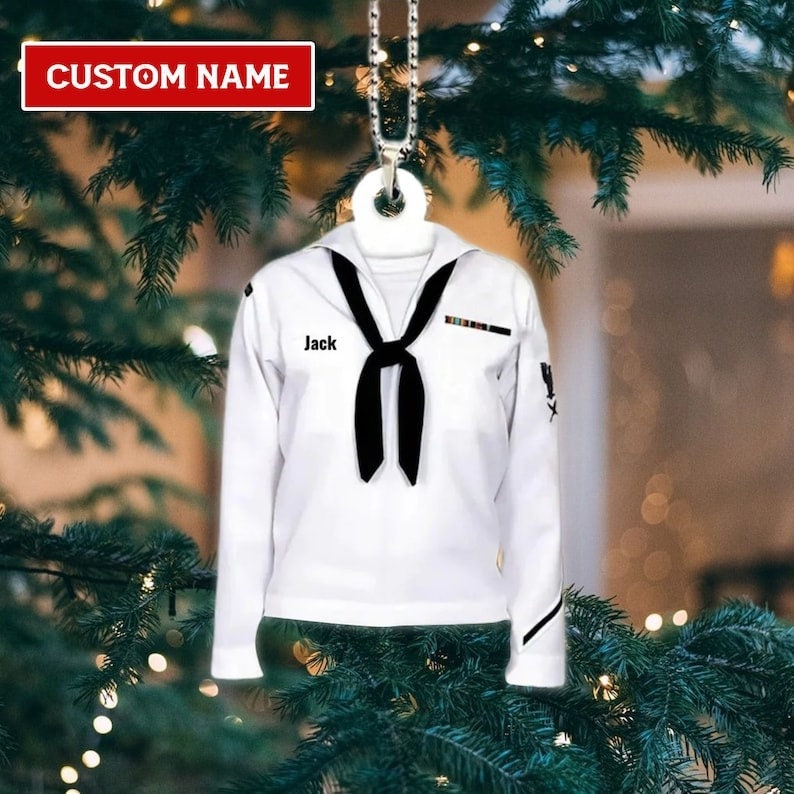 Sailor Navy Uniform Personalized Flat Car Ornament For Navy Proud, Navy Family Shirt, Sailor Ornament