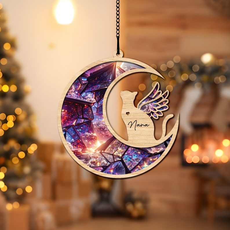 Personalized Cat with Wings Suncatcher Ornament, Cat Memorial Gift, Pet Loss Sympathy Gift, Loss of Cat Remembrance Gift, Cat on Moon il_794xN.5749531803_im92.jpg