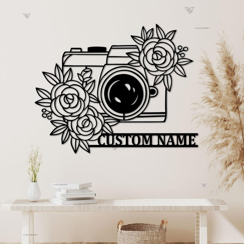 Custom Camera Metal Wall Art,Camera Metal Sign,Custom Photographer Metal Sign,Photo Studio Decor,Photography Lovers Gift, Birthday Gift