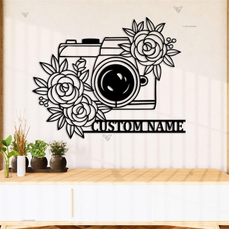 Custom Camera Metal Wall Art,Camera Metal Sign,Custom Photographer Metal Sign,Photo Studio Decor,Photography Lovers Gift, Birthday Gift