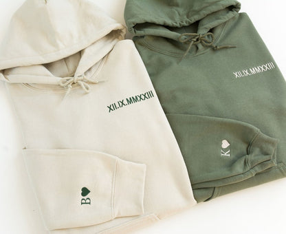 Custom Embroidered Roman Numeral Hoodie - Couples Gift - Personalized Gift Date Hoodie Initial on Sleeve - Engagements, 1st Anniversary gift il_794xN.5753654956_hmdc.jpg