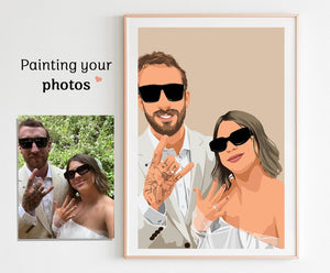 couple portrait canvas, gift for couple, faceless portrait, engagement drawing, boyfriend portrait, family portrait, custom gift, Faceless Gift