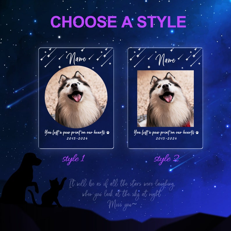 Personalized Photo Pet Night Light, Pet Memorial Plaque, Personalized Gifts for Pet Loss, Sympathy Gift, Mother's Day Gift,Pet Memorial Lamp