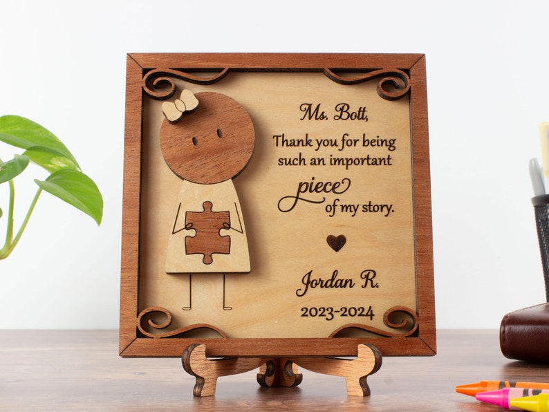 Sign for Teachers, Mentors, Gifts for Teachers, Teacher Desk Sign Personalized, Thank You for Being an Important Piece of My Story Sign