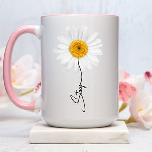White Daisy Mug, Personalized Daisy Gift For Her, White Flower Gift For Women, Daisy Coffee Cup, Flower Lover Gift For Female, Daisy Gifts