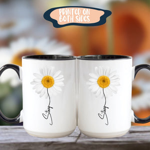 White Daisy Mug, Personalized Daisy Gift For Her, White Flower Gift For Women, Daisy Coffee Cup, Flower Lover Gift For Female, Daisy Gifts