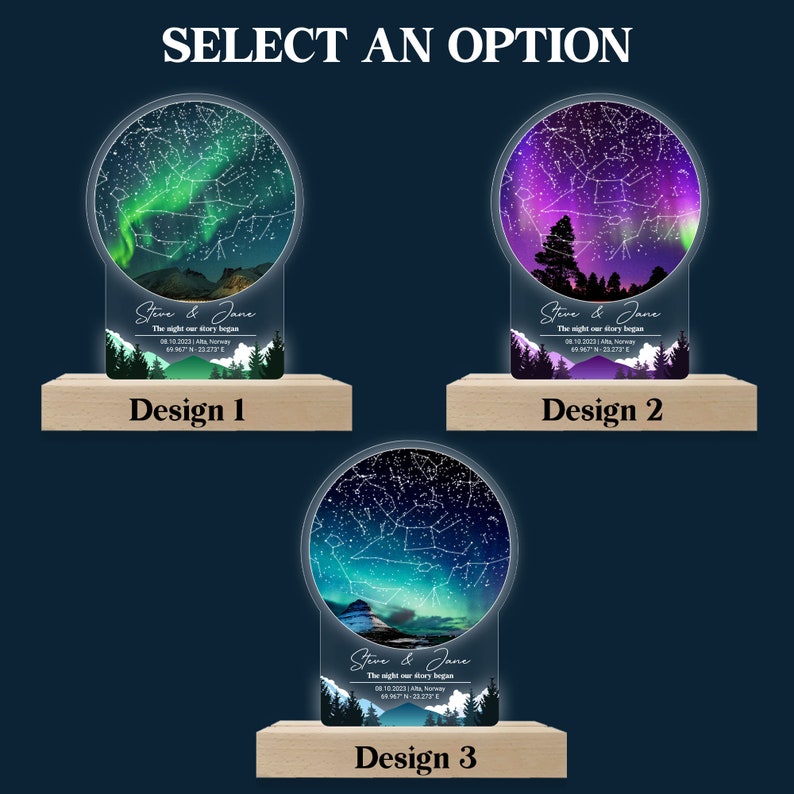 Personalized Star Map 3D Multicolor Led Light Wooden Base, Custom Star Map Night Light, Anniversary Gifts, Valentines Day Gift, Couples Gift