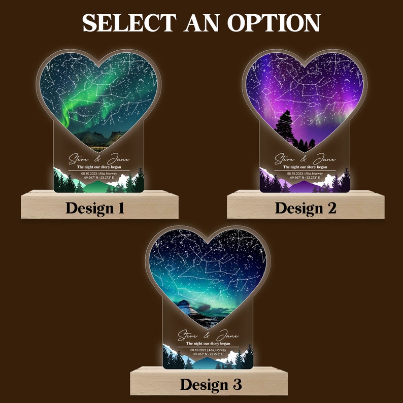 Custom Star Map By Date 3D Multicolor Led Light Wooden Base, Personalized Couples Gift, Anniversary Gift For Her & Him, Valentine's Day Gift