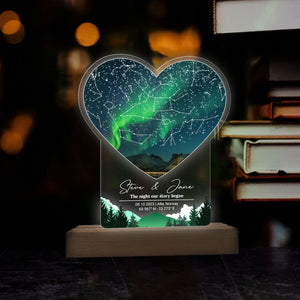 Custom Star Map By Date 3D Multicolor Led Light Wooden Base, Personalized Couples Gift, Anniversary Gift For Her & Him, Valentine's Day Gift