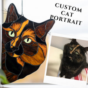 Custom Pet Portrait, Stained Glass Dog Memorial Gift, Custom Dog Portrait from Photo, Cat Suncatcher, Personalized Pet Remembrance Gift