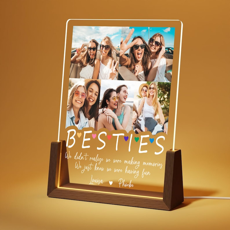 Personalized gifts, Personalized Best Friend Plaque Lamp, Besties Photo Night Light, Birthday Gift for Best Friend, Friendship Lamp.