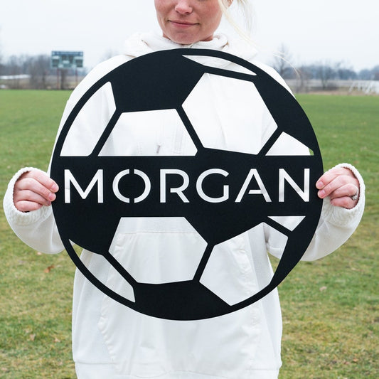 Personalized Soccer Ball Name Sign, Metal Wall Art, Soccer Name Sign, Sports Name Sign, Gift For Soccer Football Players, Sports Wall Art