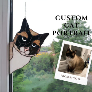 Custom Pet Portrait, Stained Glass Dog Memorial Gift, Custom Dog Portrait from Photo, Cat Suncatcher, Personalized Pet Remembrance Gift