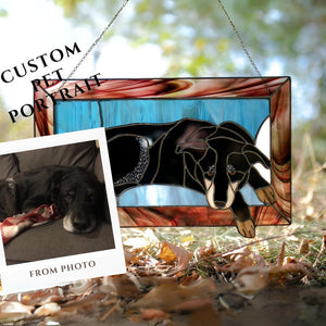 Custom Pet Portrait, Stained Glass Dog Memorial Gift, Custom Dog Portrait from Photo, Cat Suncatcher, Personalized Pet Remembrance Gift