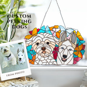 Custom Pet Portrait, Stained Glass Dog Memorial Gift, Custom Dog Portrait from Photo, Cat Suncatcher, Personalized Pet Remembrance Gift