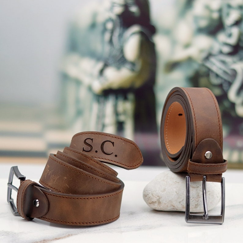 Personalized Men Black Leather Belt, Handcrafted Full Grain Belt, Unique Gift for Boyfriend, Anniversary & Valentine's Day, Custom Name Belt