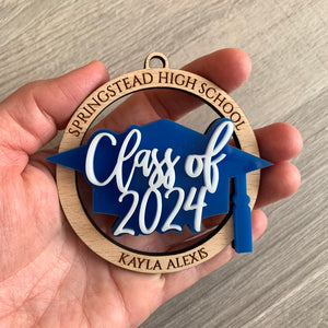 Personalized Graduation Name Ornament Class of 2024 Custom Xmas Gift for Senior Engraved Bauble College Graduate High School Grad University