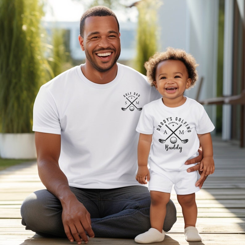 Golfing Dad and Daddy's Golfing Buddy Shirt, Family Matching T-Shirt, Gift for Daughter, Gift for Son, Gift for Dad, Gift for Husband