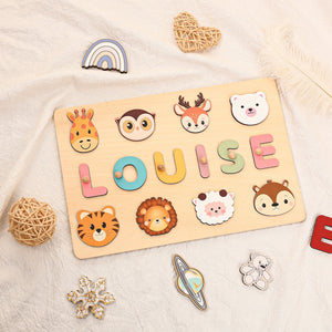 Animals Personalized Busy Board Puzzles for Learning and Play,Custom Wooden Baby Name Puzzle,Montessori Toddler Toys,Baby Boys Girls Gifts